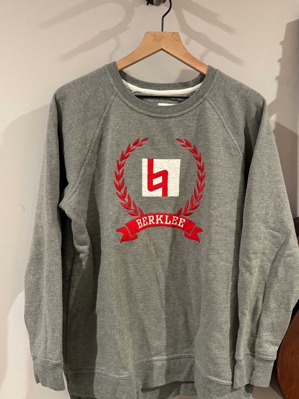 League Grey Crewneck Sweatshirt with Red Crest